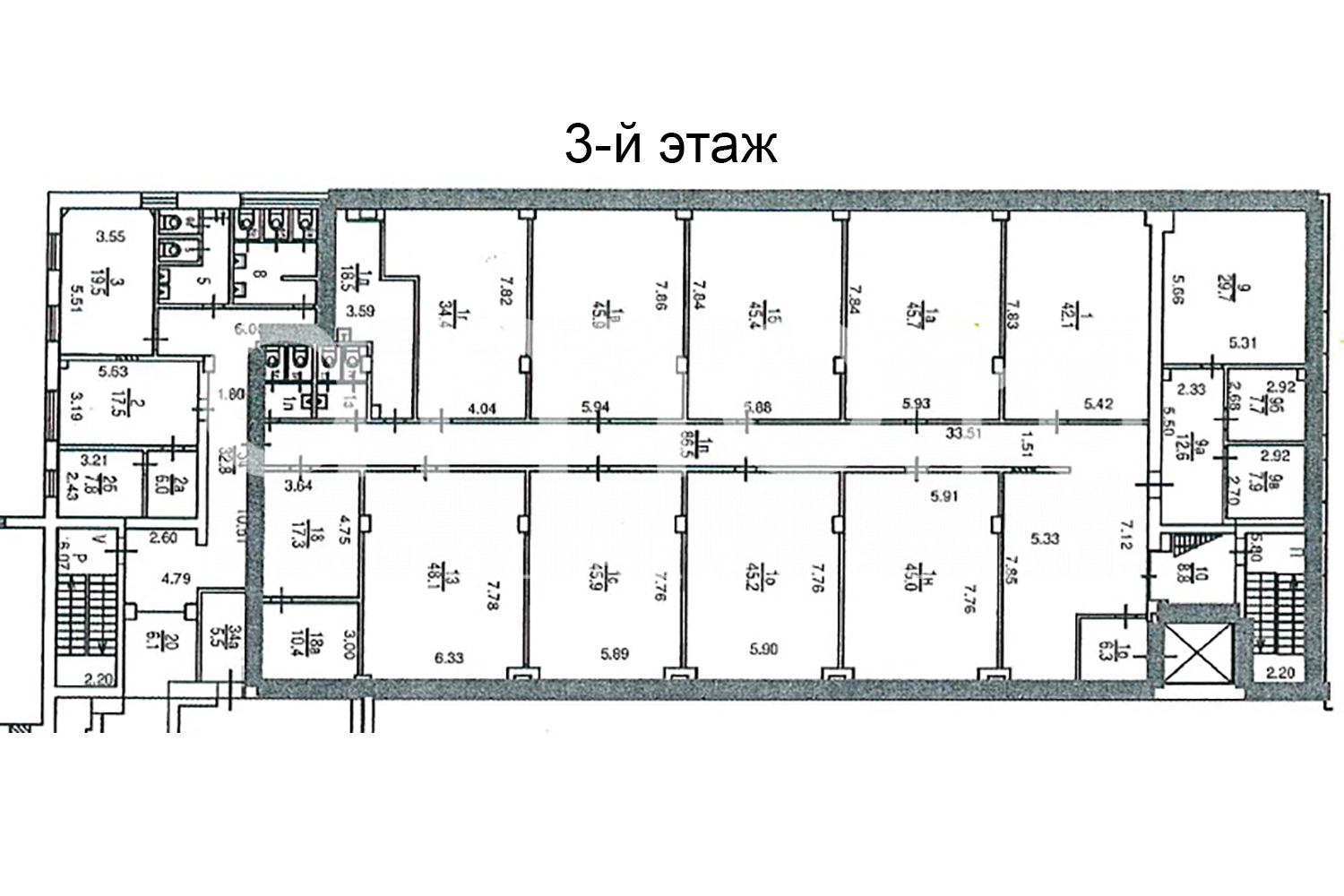Планировка офиса 612.8-1345.6 м², 2 этаж, Бизнес-парк «Орджоникидзе 11»